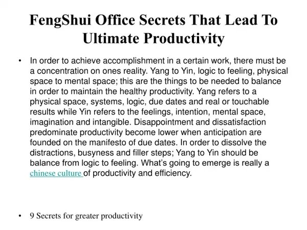 FengShui Office Secrets That Lead To Ultimate Productivity