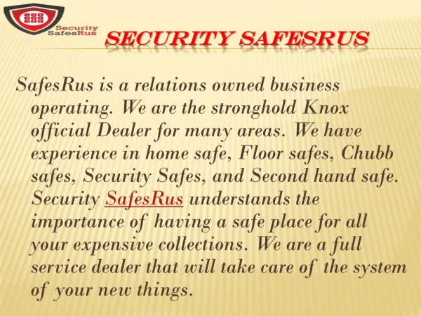 Know about Best securities offers at Security Safesrus