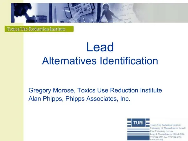 Lead
Alternatives Identification