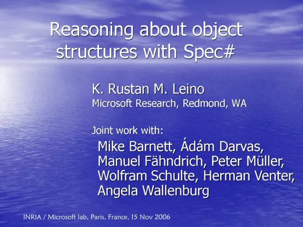 Reasoning about object structures with Spec