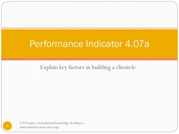 Performance Indicator 4.07a