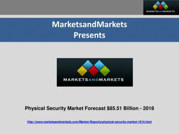 Physical Security Market $85.51 Billion 2018