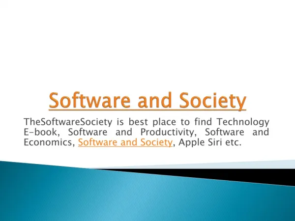 Technology and Society Book at thesoftwaresociety