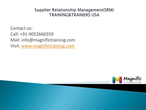 Supplier Relationship Management(SRM)training
