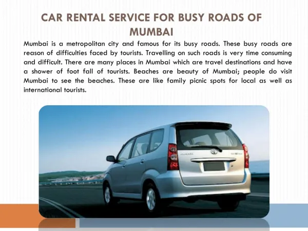 Car Rental Service for Busy Roads of Mumbai
