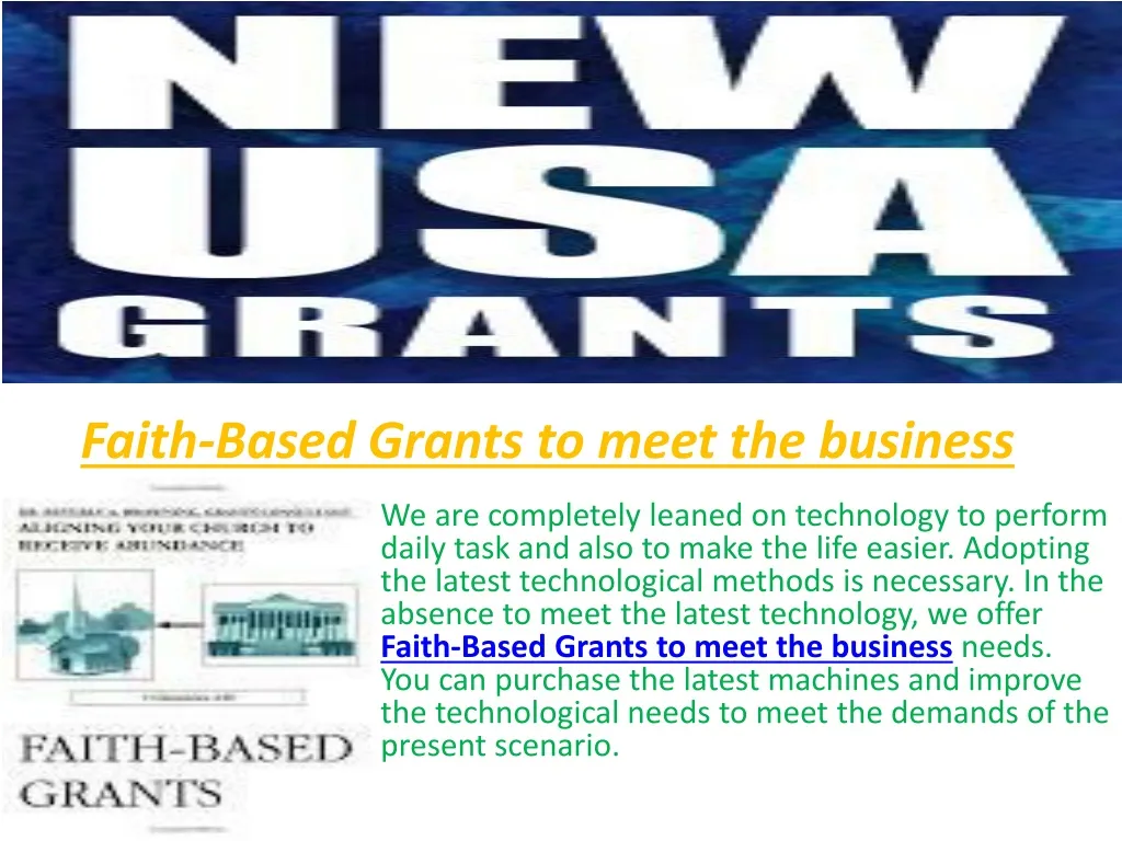 faith based grants to meet the business