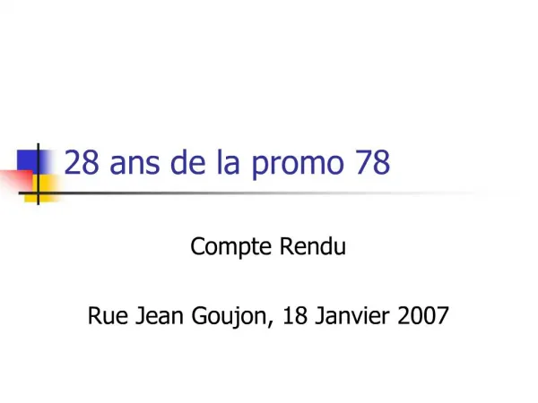 28 ans de la promo 78