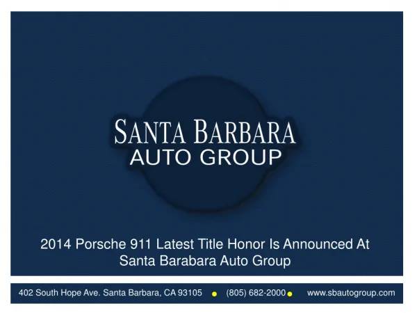 2014 Porsche 911 Latest Title Honor Is Announced