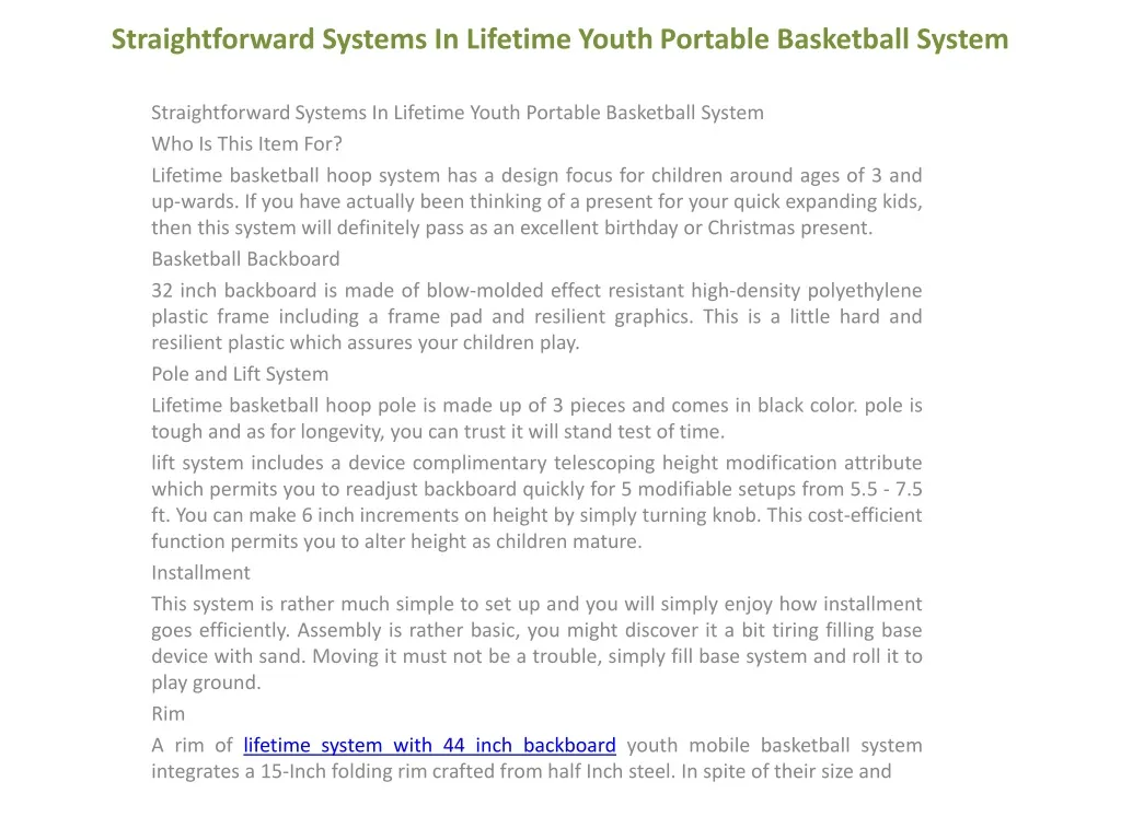 straightforward systems in lifetime youth portable basketball system