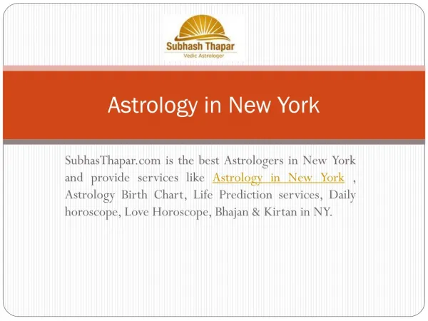Subhashthapar A Vadic Astrologer in NY