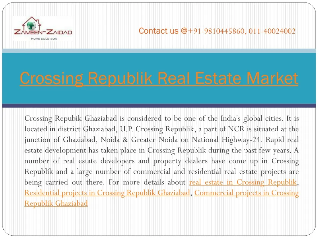 crossing republik real estate market