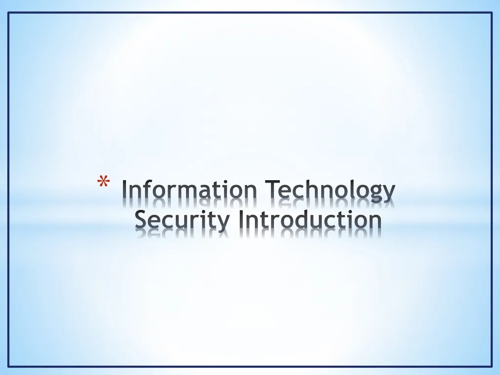information technology security introduction