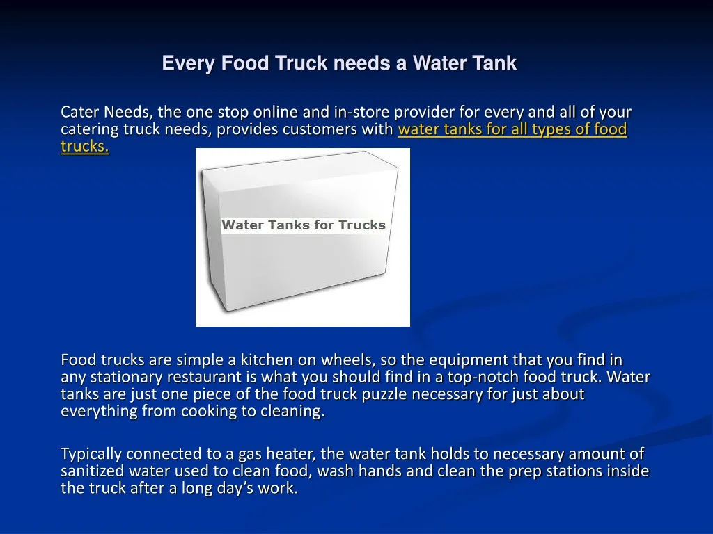 every food truck needs a water tank