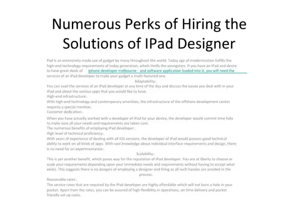 Numerous Perks of Hiring the Solutions of IPad