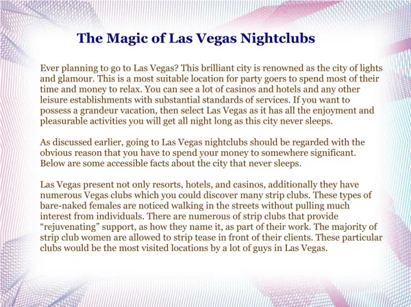 The Magic of Las Vegas Nightclubs