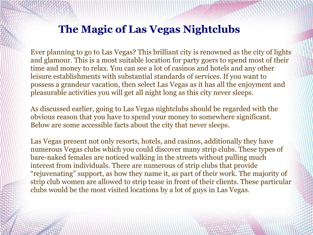 the magic of las vegas nightclubs