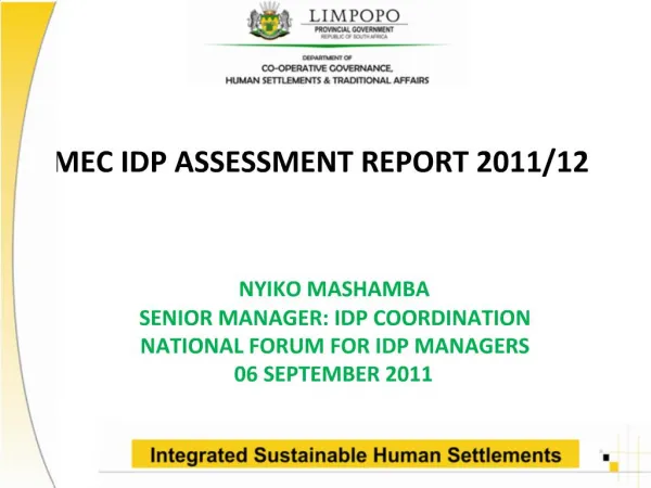 MEC IDP ASSESSMENT REPORT 2011/12