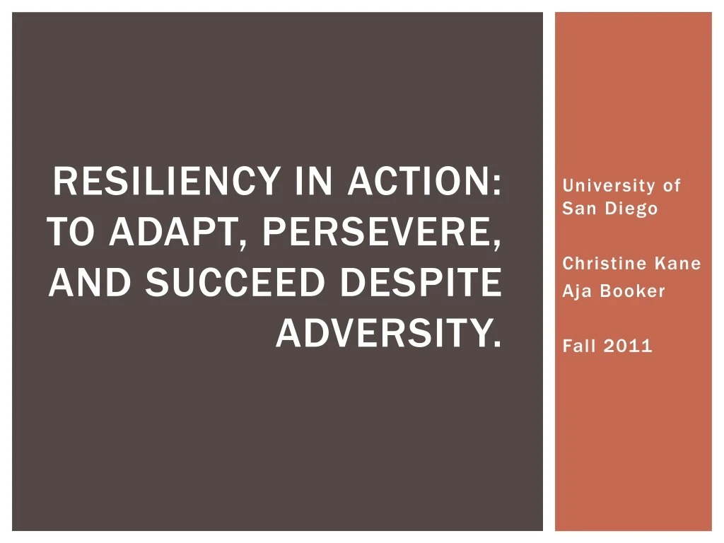 resiliency in action to adapt persevere and succeed despite adversity