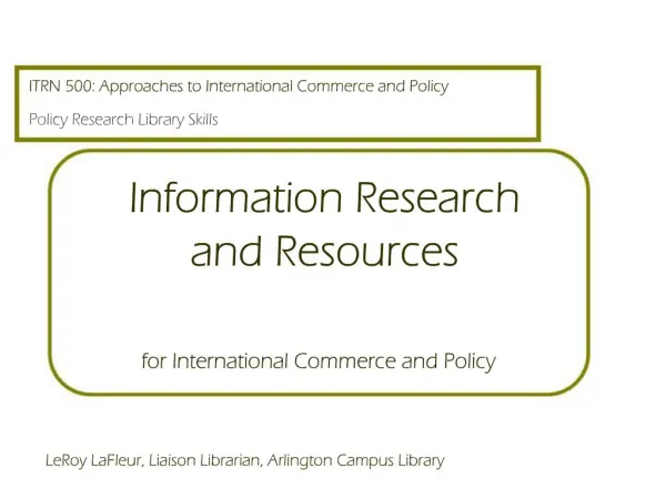 Information Research and Resources