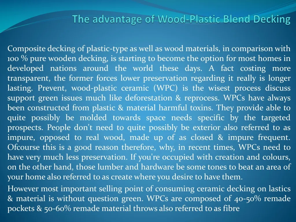 the advantage of wood plastic blend decking