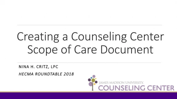 Creating a Counseling Center Scope of Care Document
