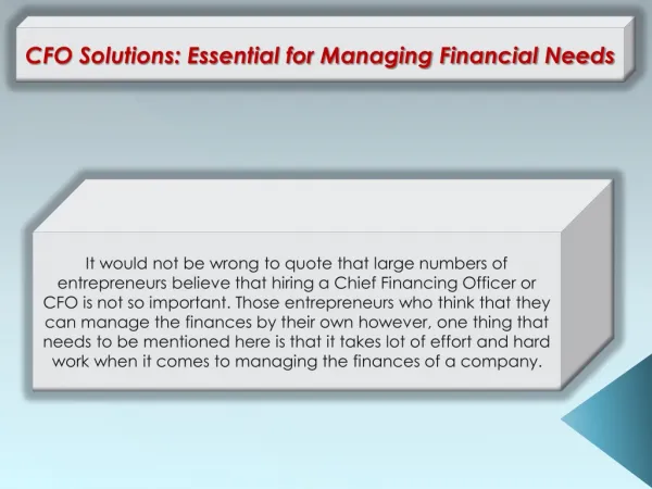 CFO Solutions: Essential for Managing Financial Needs