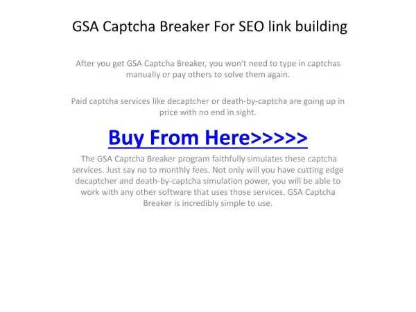 GSA Captcha Breaker For SEO link building
