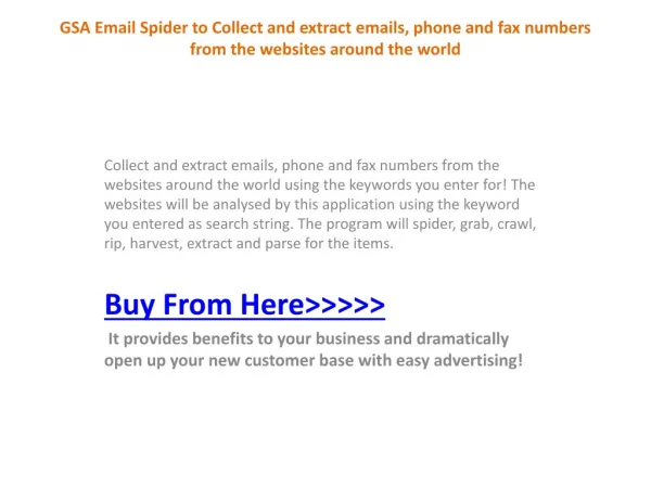 GSA Email Spider to Collect and extract emails, phone and fa