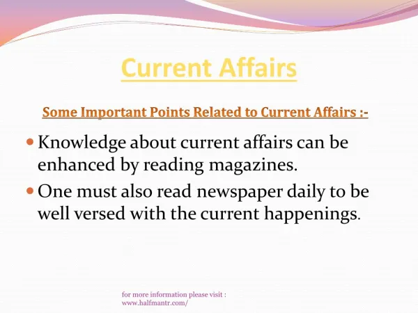 Are you wanted to know about Current Affairs