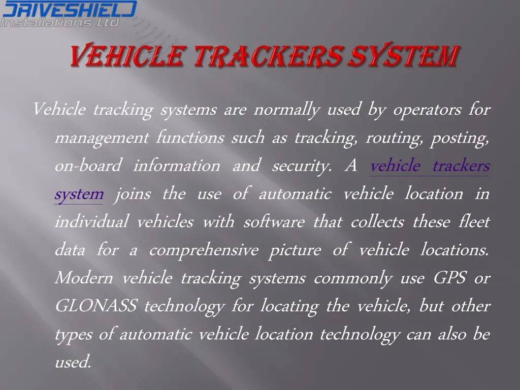 vehicle trackers system