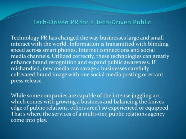Tech-Driven PR for a Tech-Driven Public