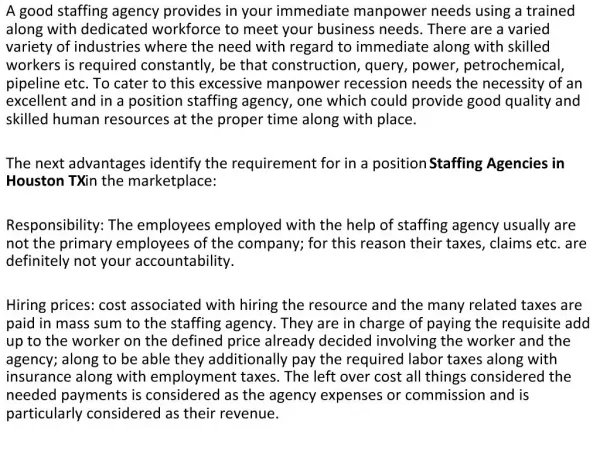 Staffing Agencies in Houston