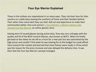 Four Eye Warrior Explained - slide 1