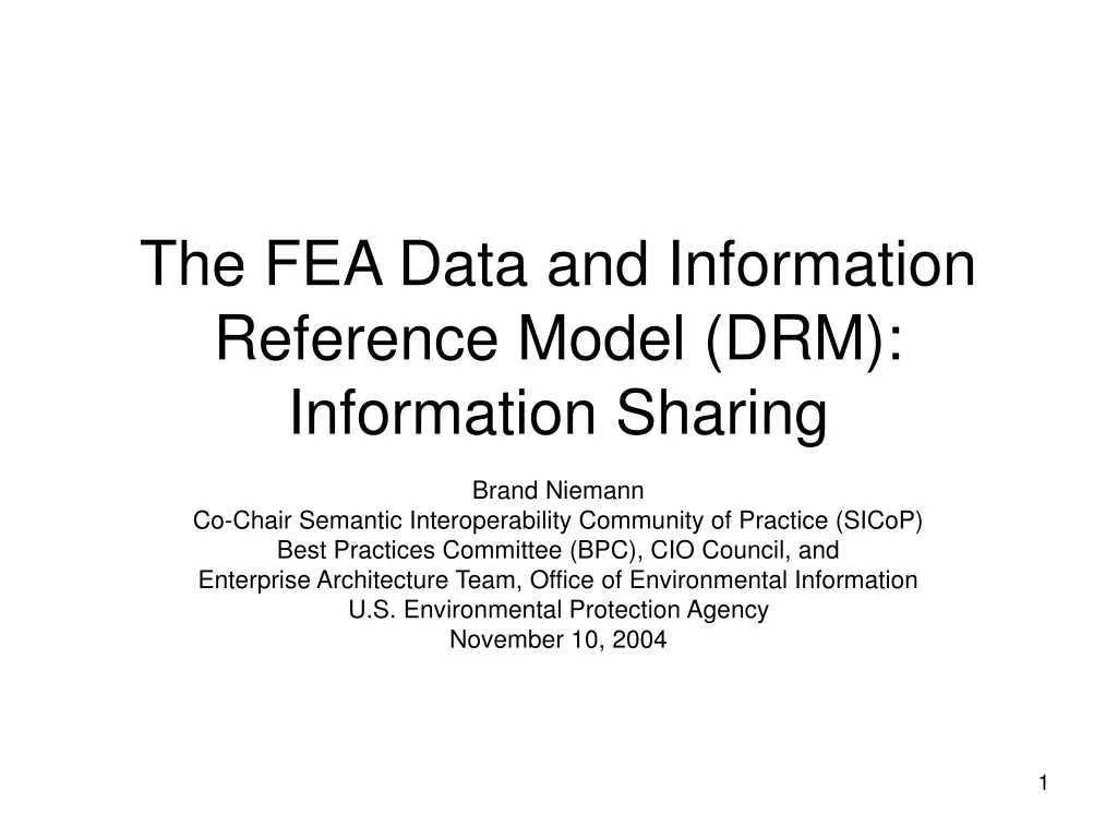 the fea data and information reference model drm information sharing