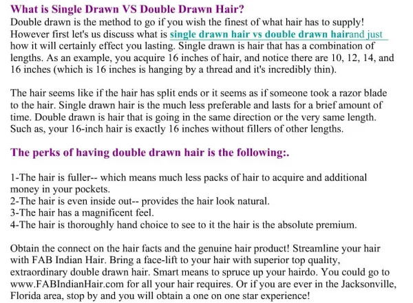 single drawn or double drawn hair
