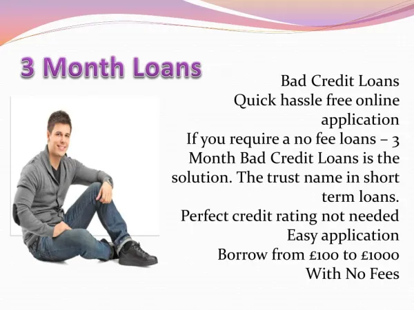 3 Month Bad Credit Loans, Easy Way Up To