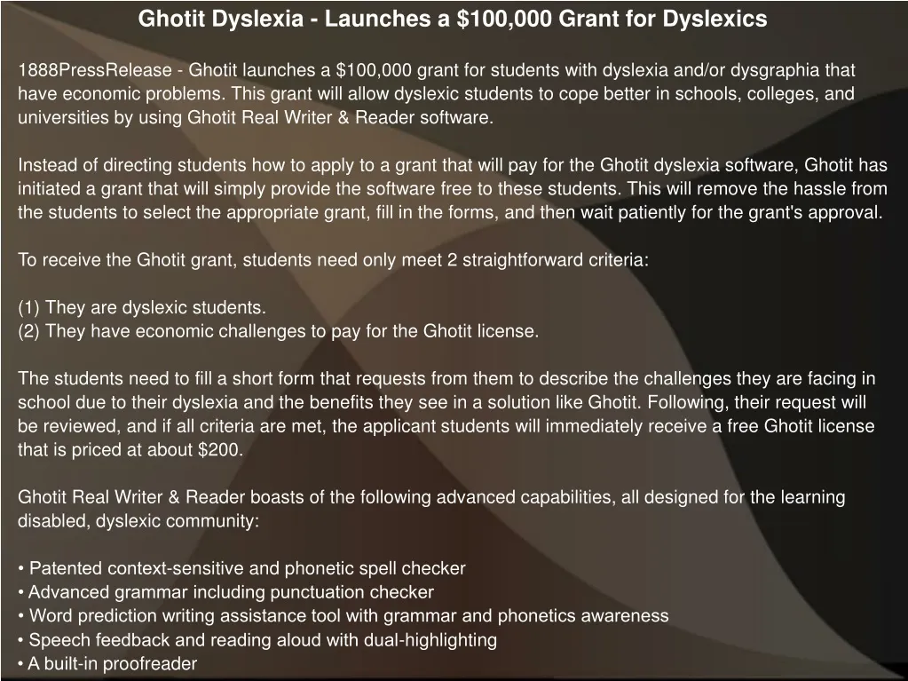 ghotit dyslexia launches a 100 000 grant