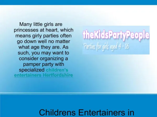 Childrens Entertainers in Hertfordshire for Girls' Parties