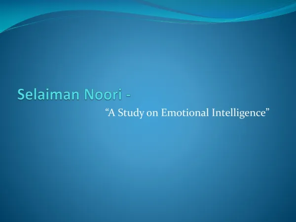 A Study on Emotional Intelligence