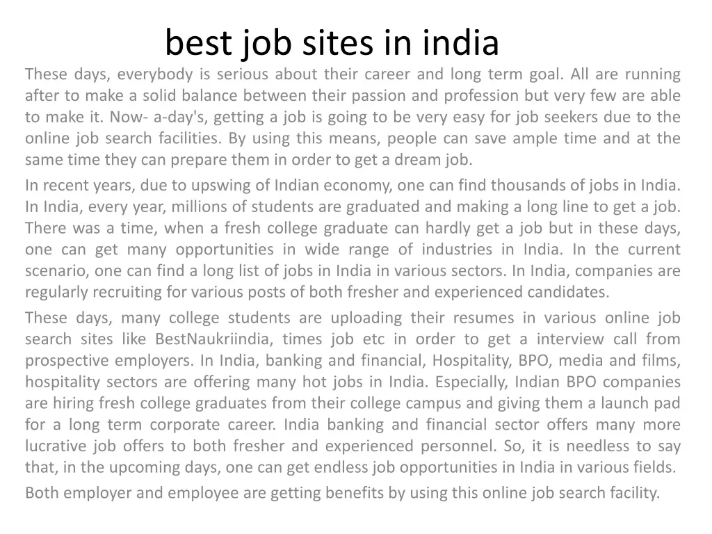 best job sites in india