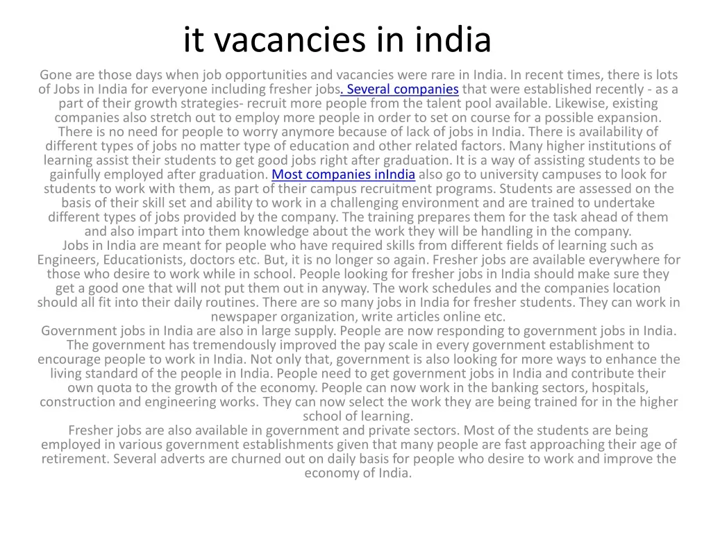 it vacancies in india