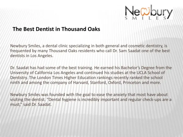 The Best Dentist in Thousand Oaks
