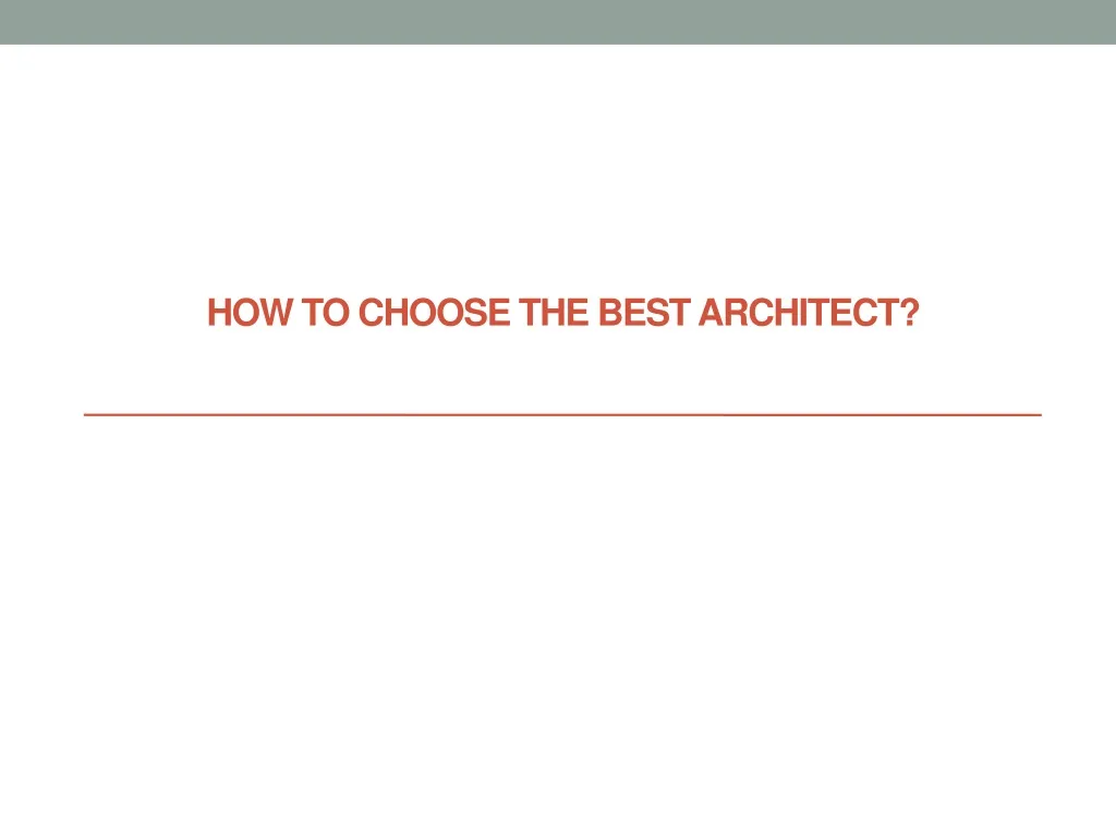 how to choose the best architect