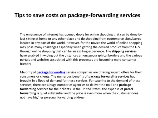 Tips to save costs on package-forwarding services