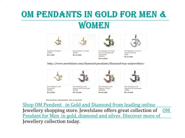 Buy Om Pendants Jewellery in Gold