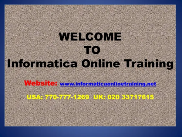 Informatica Online Training and Placement Assistance