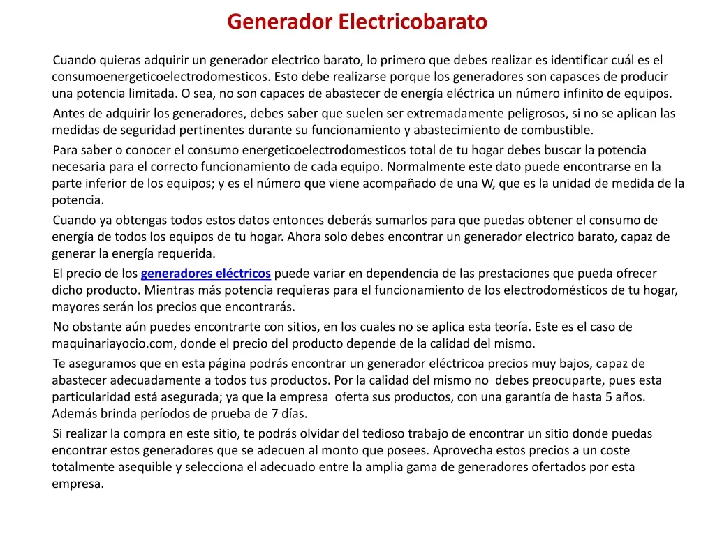 generador electricobarato