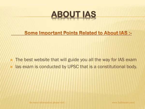 Some Important News for about IAS