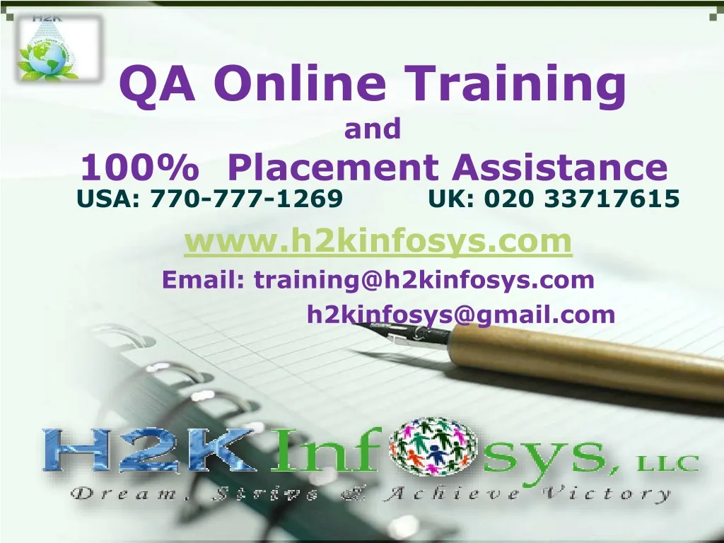 qa online training and 100 placement assistance