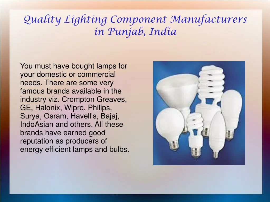 quality lighting component manufacturers